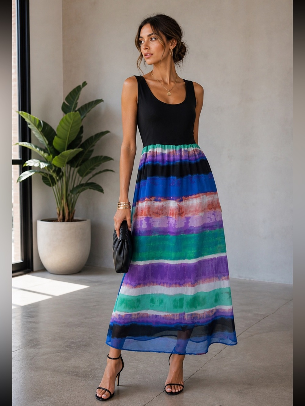 Calvin Klein Multicolor Sleeveless Maxi Dress